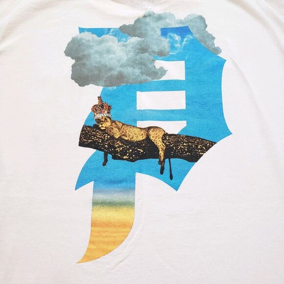 Primitive Crowned Puff Print Sz Medium Mens 2 Sided White T-Shirt Skateboarding - Picture 2 of 8